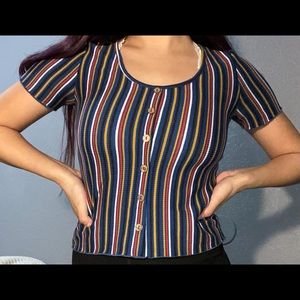 Multi colored striped short sleeve